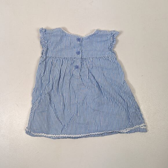 Jojo Maman Bebe Top Girls Size 18-24m Blue Stripe Sailboat Smocked - Picture 5 of 6